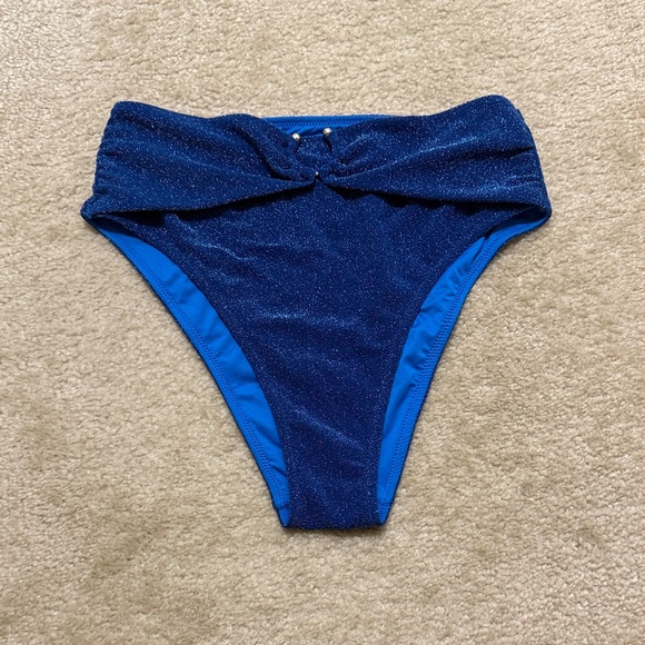 Victoria's Secret Other - Victoria's Secret Shimmering Navy with Bright Blue High-Cut Bikini Bottom